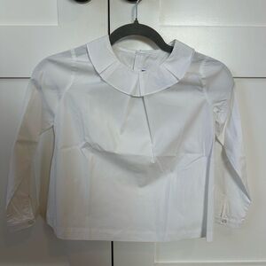 Jacadi White Long Sleeve Blouse with Ruffled Collar